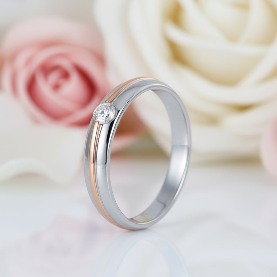 14k White & Rose Gold 2 Color Natural Diamond Ring-Black Diamonds New York