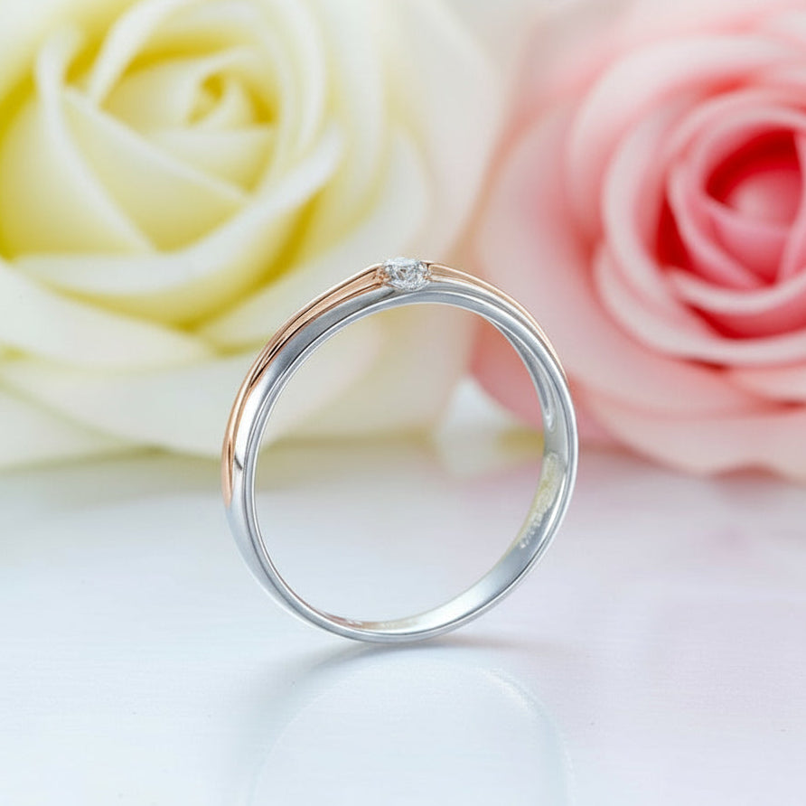 14k White & Rose Gold 2 Color Natural Diamond Ring-Black Diamonds New York