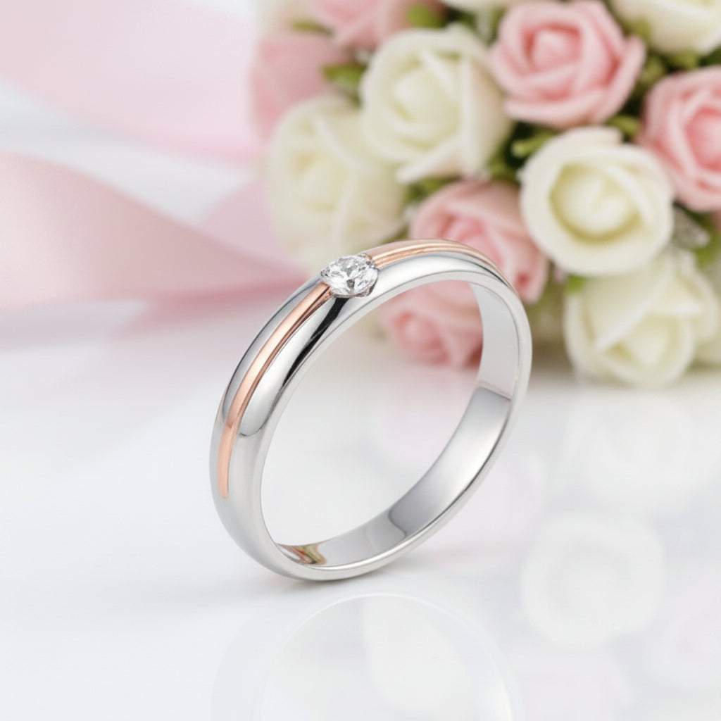 14k White & Rose Gold 2 Color Natural Diamond Option Ring-Black Diamonds New York