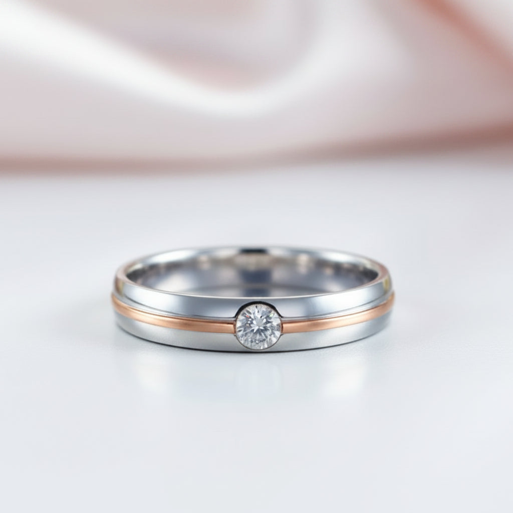 14k White & Rose Gold 2 Color Natural Diamond Option Ring-Black Diamonds New York
