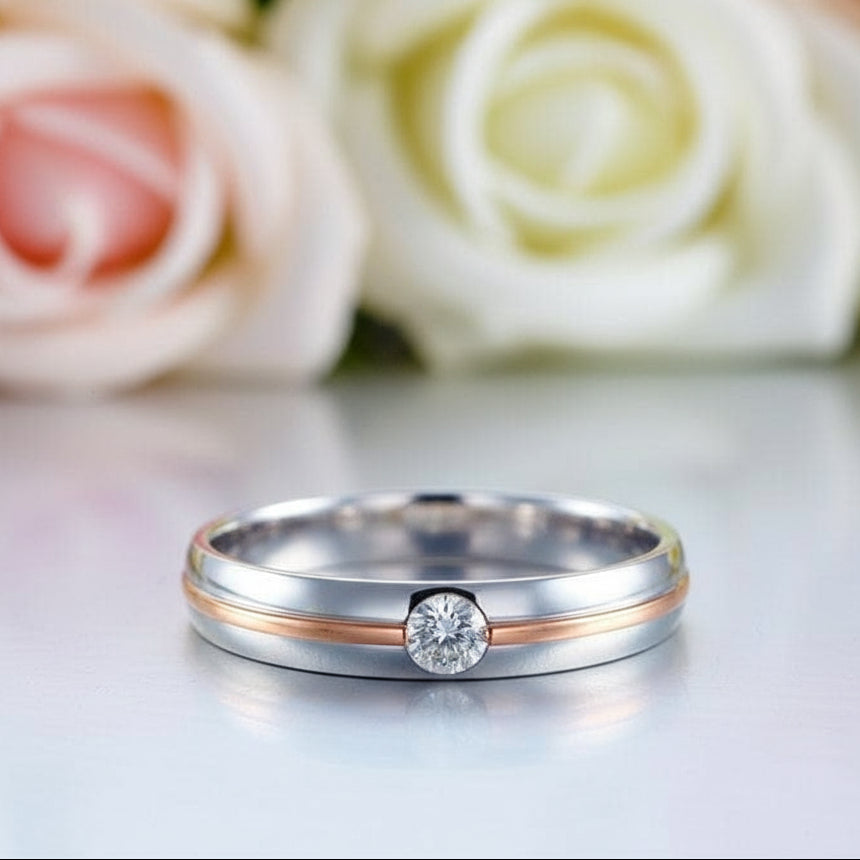 14k White & Rose Gold 2 Color Natural Diamond Ring-Black Diamonds New York