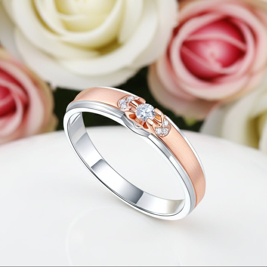 14k White & Rose Gold 2 Tone Wedding Band Diamond-Black Diamonds New York