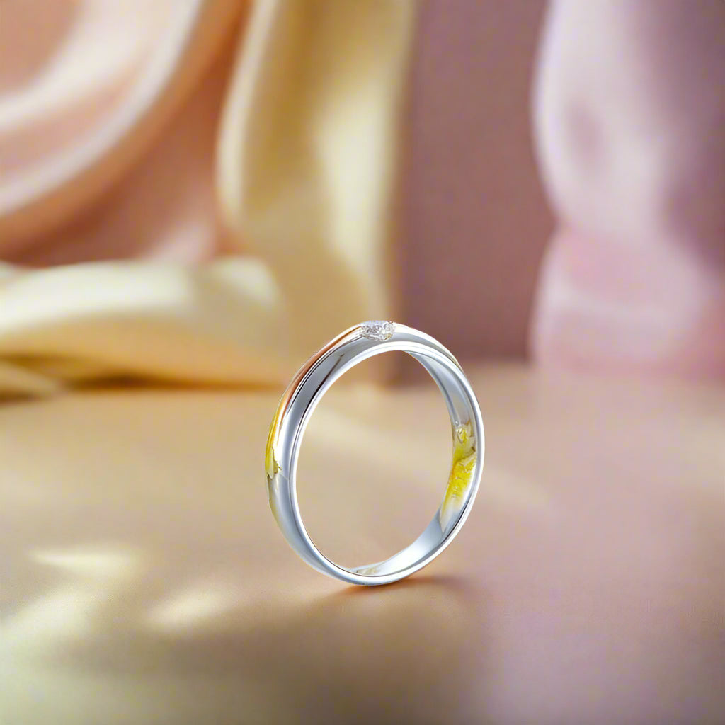 14k White, Rose Gold Wedding Band Natural Diamond-Black Diamonds New York