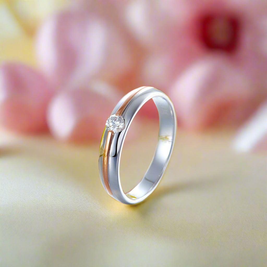 14k White, Rose Gold Wedding Band Natural Diamond-Black Diamonds New York