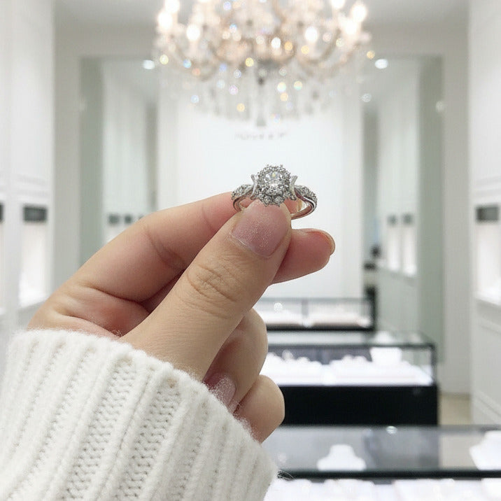 14k White Round 1.0 Ct Grey Diamond Option 6 Claws Engagement Ring-Black Diamonds New York