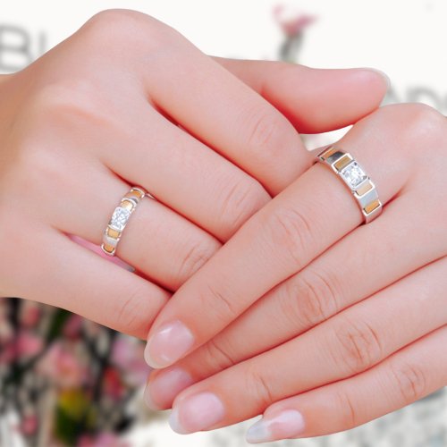14K Yellow and White Gold Round Moissanite Diamond Classic Engagement Ring - Black Diamonds New York