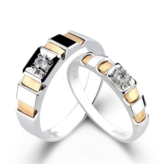 14K Yellow and White Gold Round Moissanite Diamond Classic Engagement Ring-Black Diamonds New York