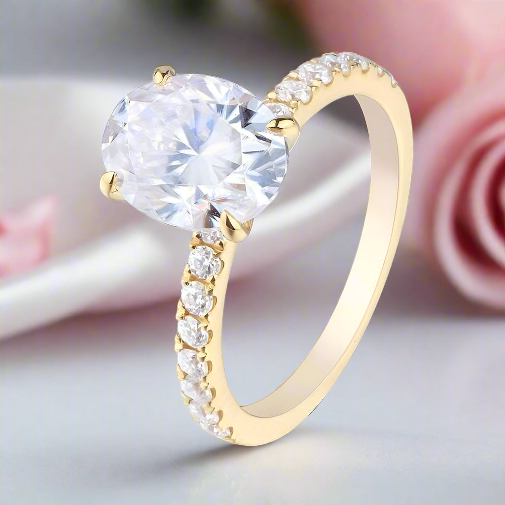 14k Yellow Gold 1.5ct Oval Cut Diamond Engagement Ring-Black Diamonds New York