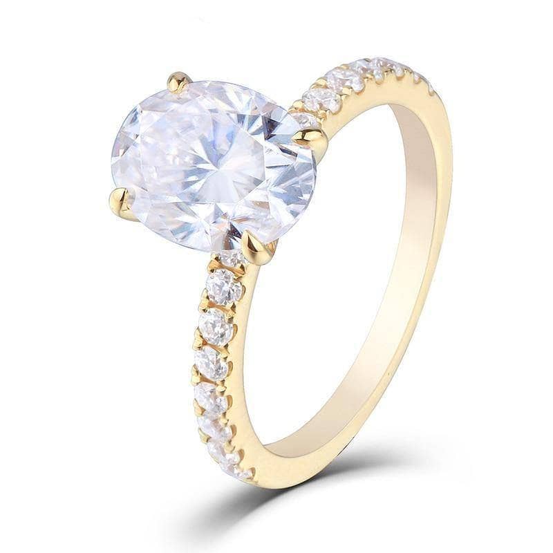 14K Yellow Gold 1.5ct Oval Cut Moissanite Engagement Ring-Black Diamonds New York