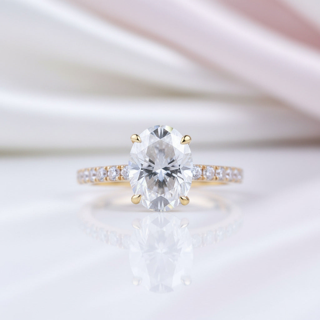 14k Yellow Gold 1.5ct Oval Cut Diamond Option Engagement Ring-Black Diamonds New York