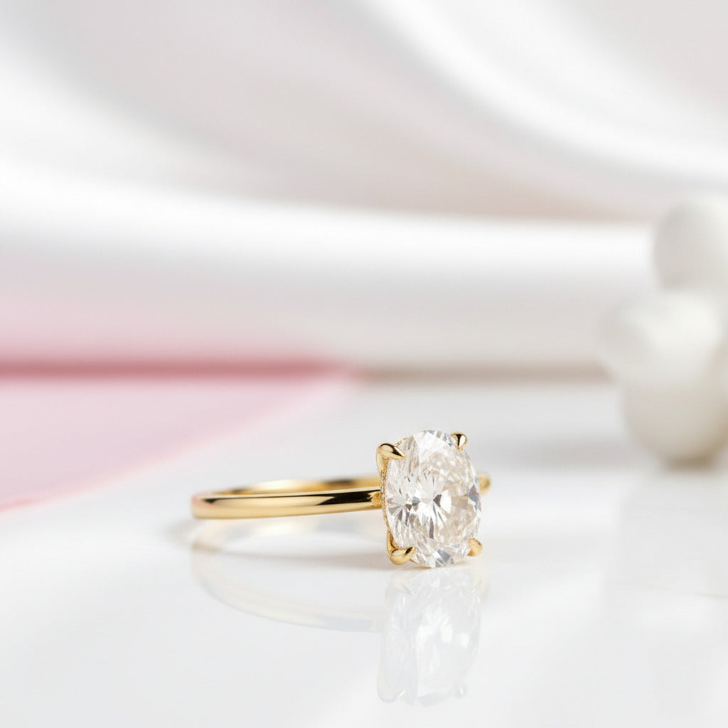 14k Yellow Gold 1.5 Ct Oval Cut Diamond Option Halo Engagement Ring-Black Diamonds New York