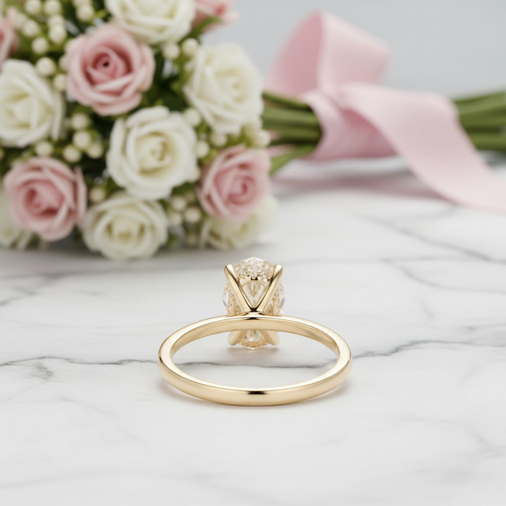 14k Yellow Gold 1.5 Ct Oval Cut Diamond Option Halo Engagement Ring-Black Diamonds New York