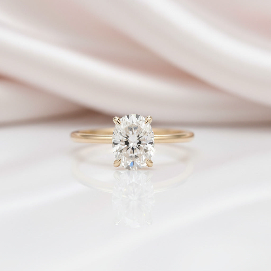 14k Yellow Gold 1.5 Ct Oval Cut Diamond Option Halo Engagement Ring-Black Diamonds New York
