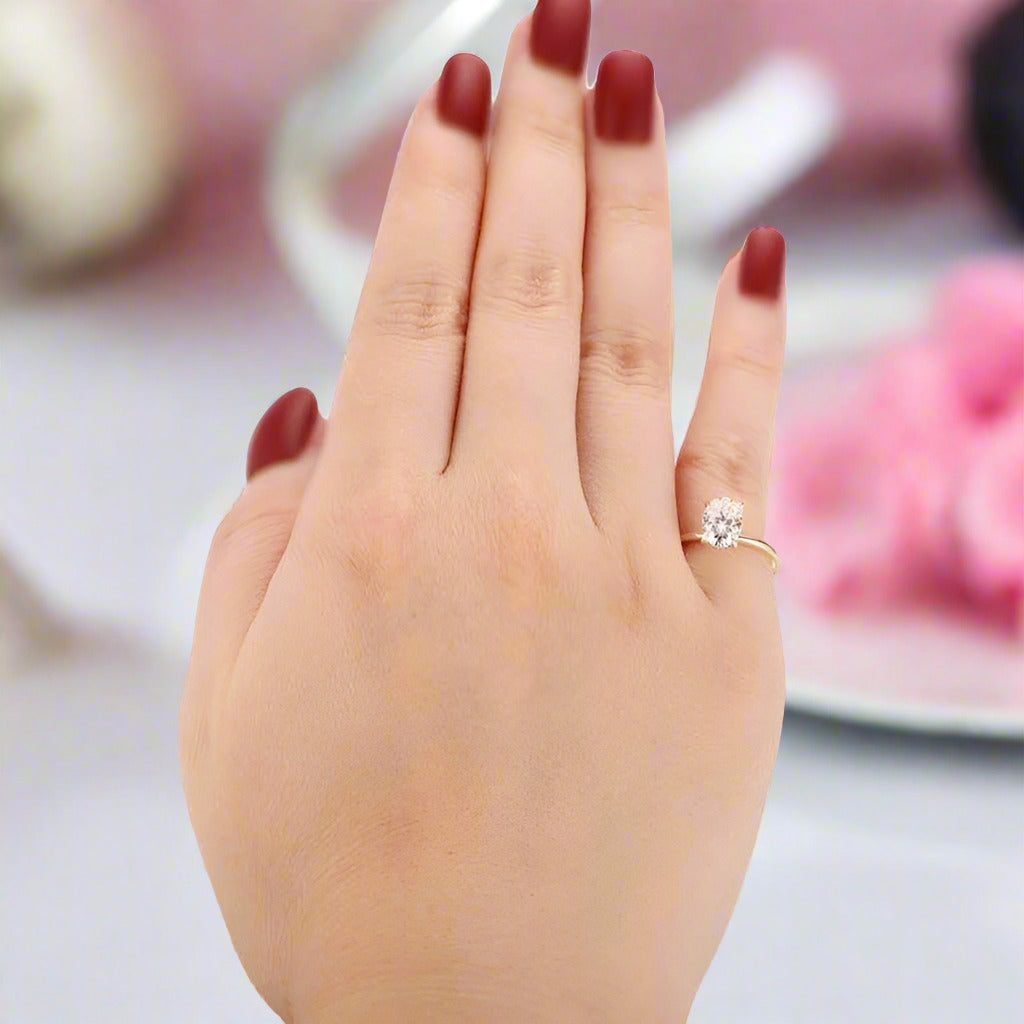 14k Yellow Gold 1.5 Ct Oval Cut Diamond Halo Engagement Ring-Black Diamonds New York