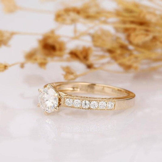 14k Yellow Gold 1ct Diamond Filigree Style Engagement Ring-Black Diamonds New York