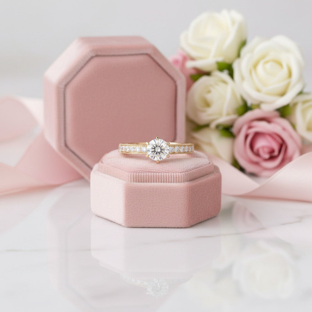 14k Yellow Gold 1ct Diamond Filigree Style Engagement Ring-Black Diamonds New York