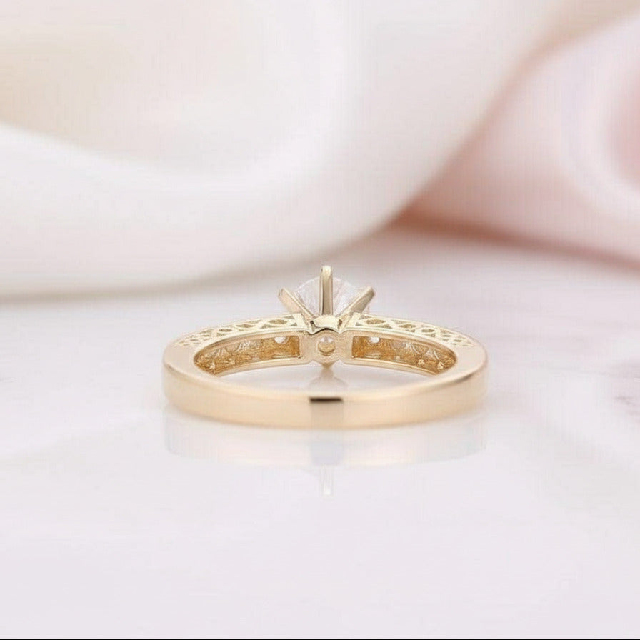 14k Yellow Gold 1ct Diamond Filigree Style Engagement Ring-Black Diamonds New York