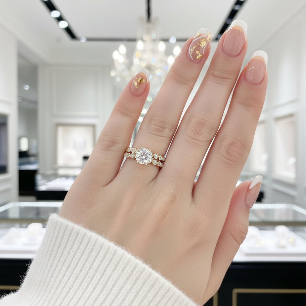 14k Yellow Gold 2.0 Ct Round Cut Diamond Option Engagement Ring Set-Black Diamonds New York