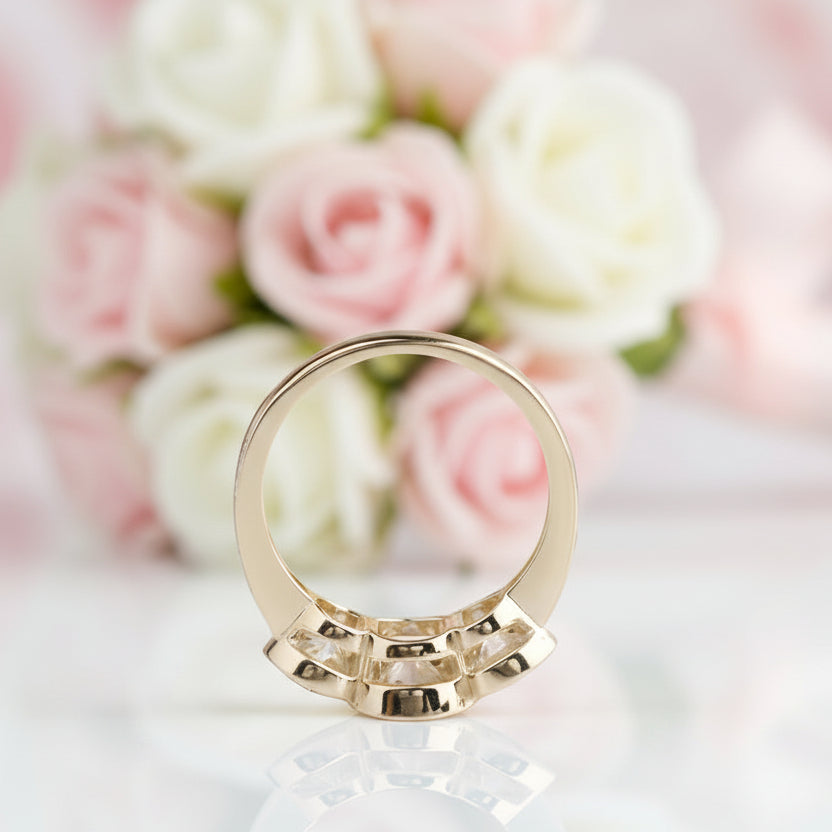 14k Yellow Gold 3.1 Ctw Round Diamond Option Three Stone Engagement Ring-Black Diamonds New York