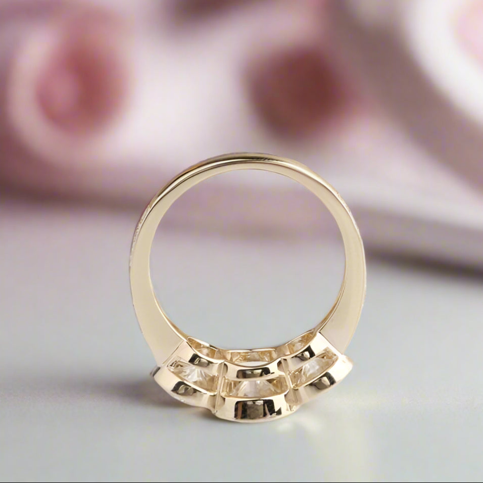 14k Yellow Gold 3.1 Ctw Round Diamond Three Stone Engagement Ring-Black Diamonds New York