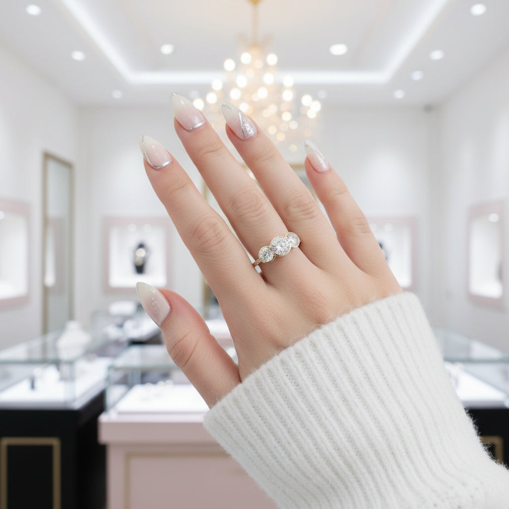 14k Yellow Gold 3.1 Ctw Round Diamond Three Stone Engagement Ring-Black Diamonds New York