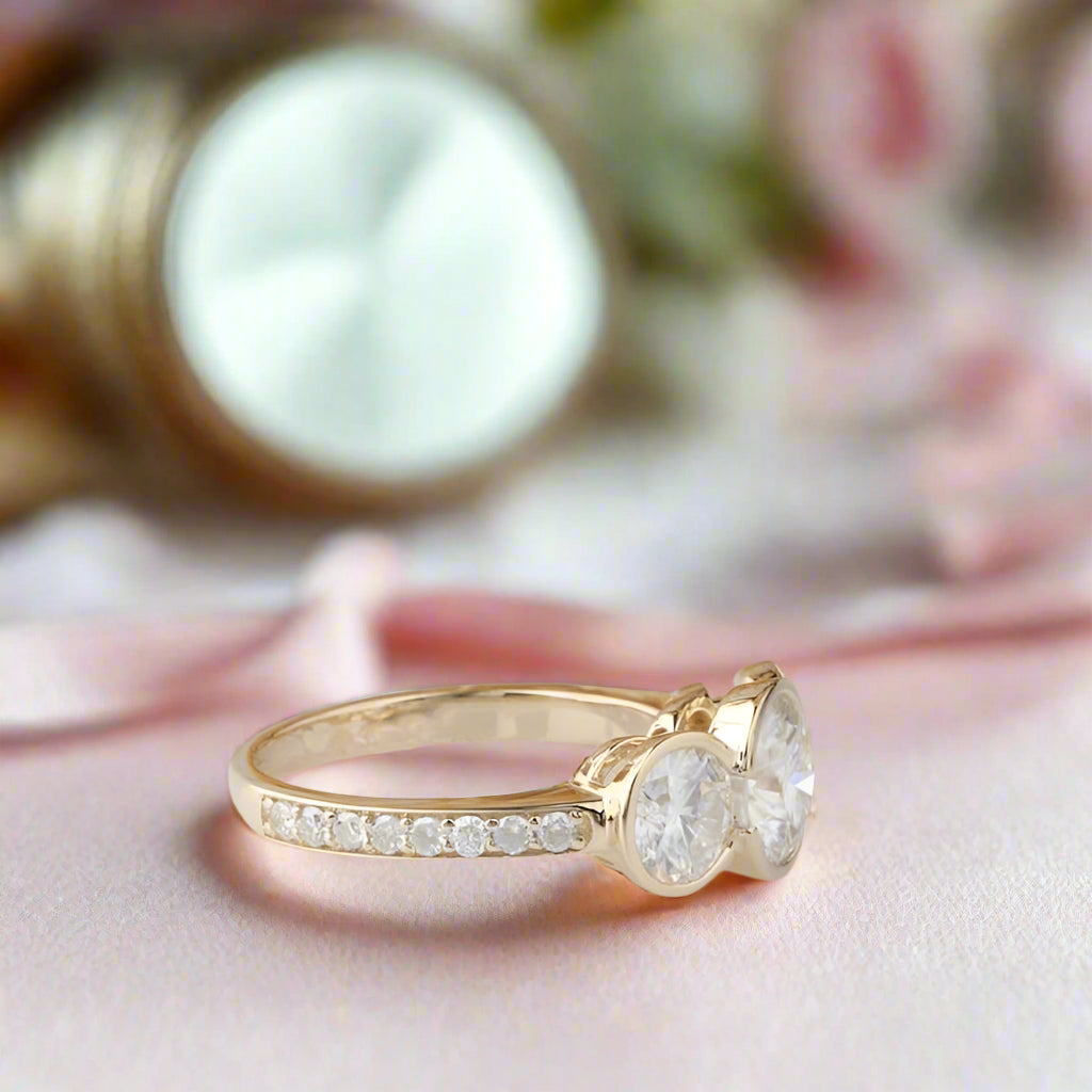 14k Yellow Gold 3.1 Ctw Round Diamond Three Stone Engagement Ring-Black Diamonds New York