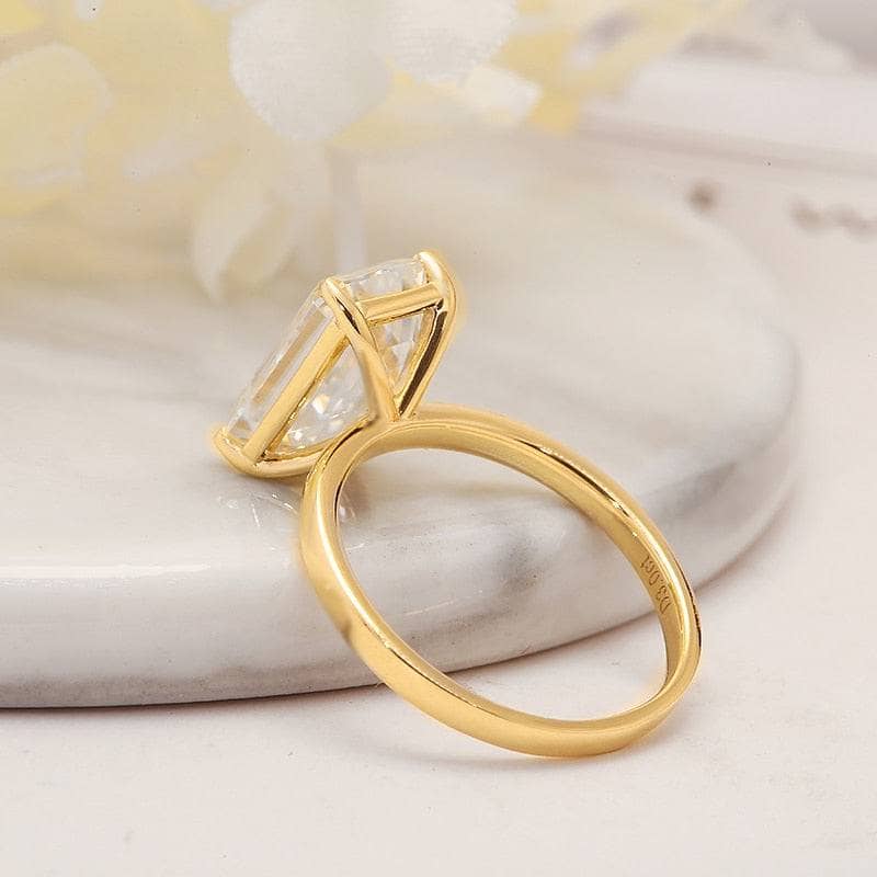 14k Yellow Gold 4.0 Carat Emerald Cut Moissanite Engagement Ring - Black Diamonds New York