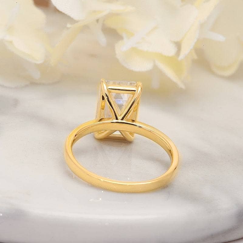 14k Yellow Gold 4.0 Carat Emerald Cut Moissanite Engagement Ring - Black Diamonds New York