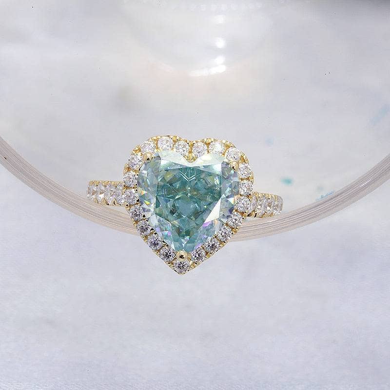 14k Yellow Gold 4.0CT Heart Cut Classic Moissanite Engagement Ring - Black Diamonds New York