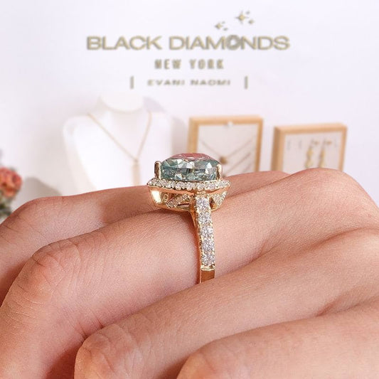 14k Yellow Gold 4.0CT Heart Cut Classic Diamond Engagement Ring-Black Diamonds New York