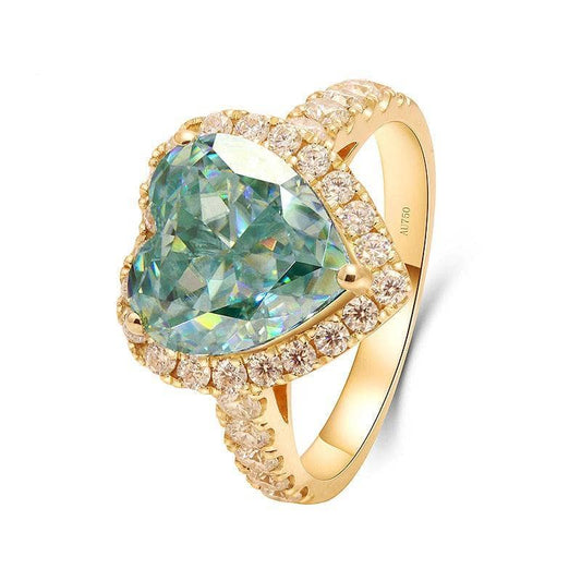 14k Yellow Gold 4.0CT Heart Cut Classic Moissanite Engagement Ring-Black Diamonds New York