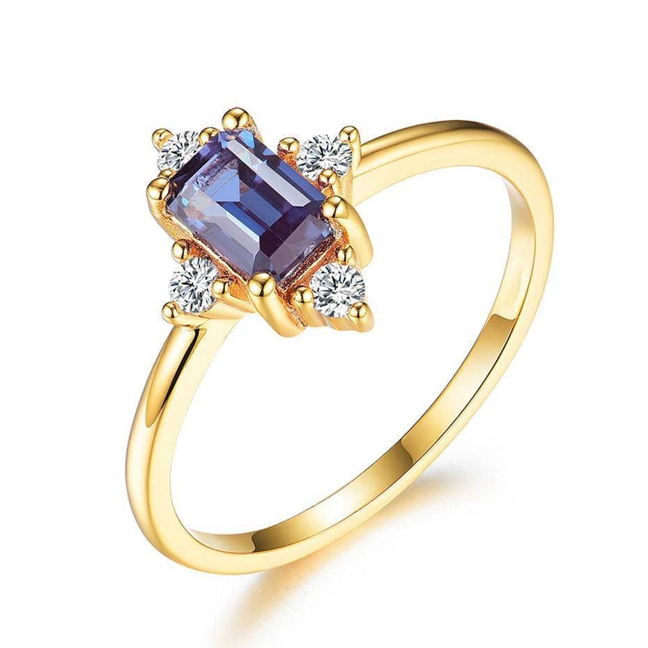 14K Yellow Gold Alexandrite Luxury Promise Ring-Black Diamonds New York