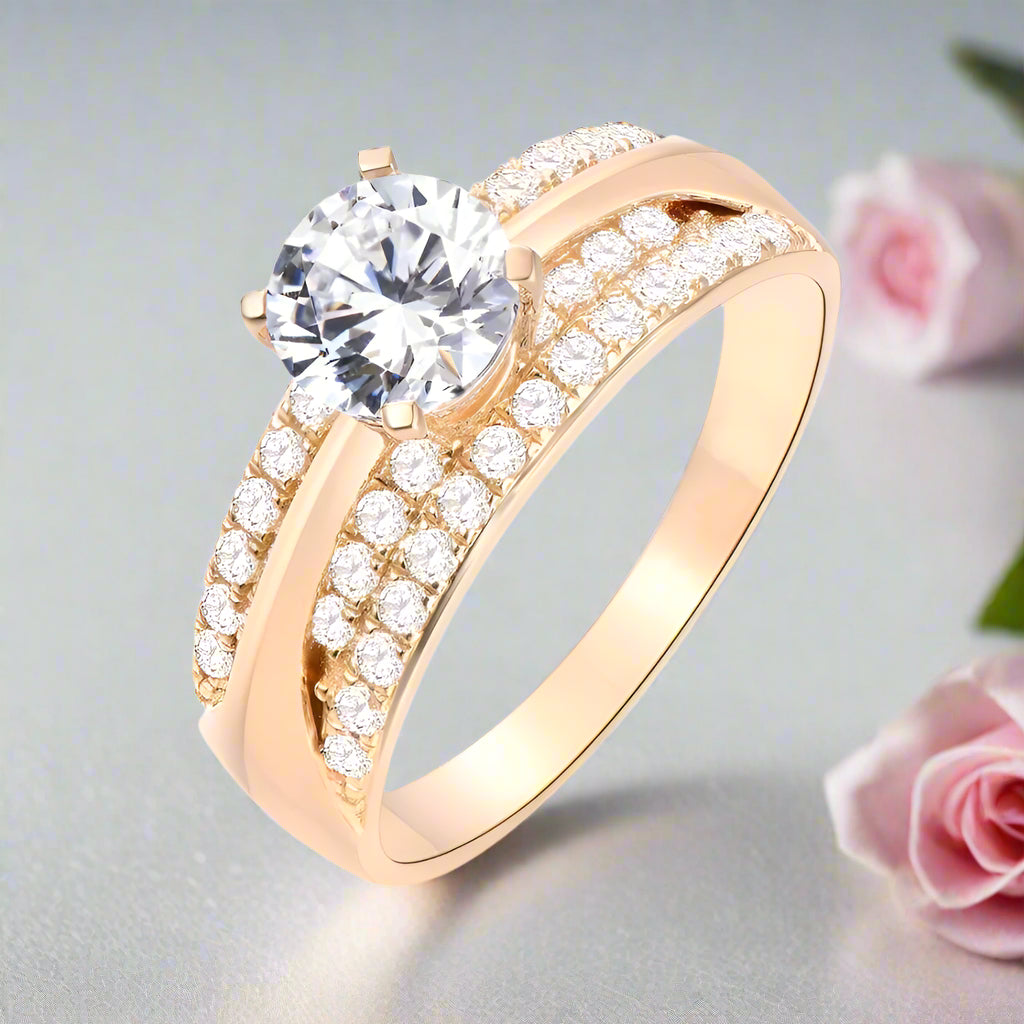 14k Yellow Gold Diamond Engagement Ring-Black Diamonds New York