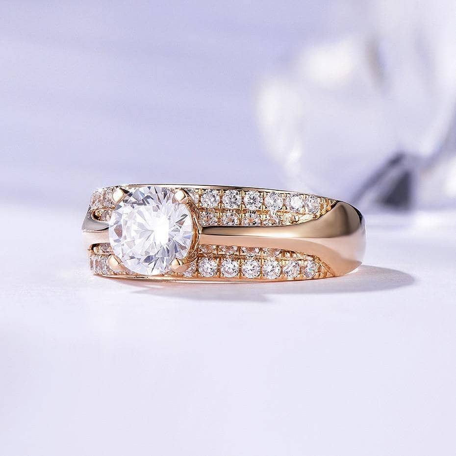 14K Yellow Gold Moissanite Engagement Ring-Black Diamonds New York