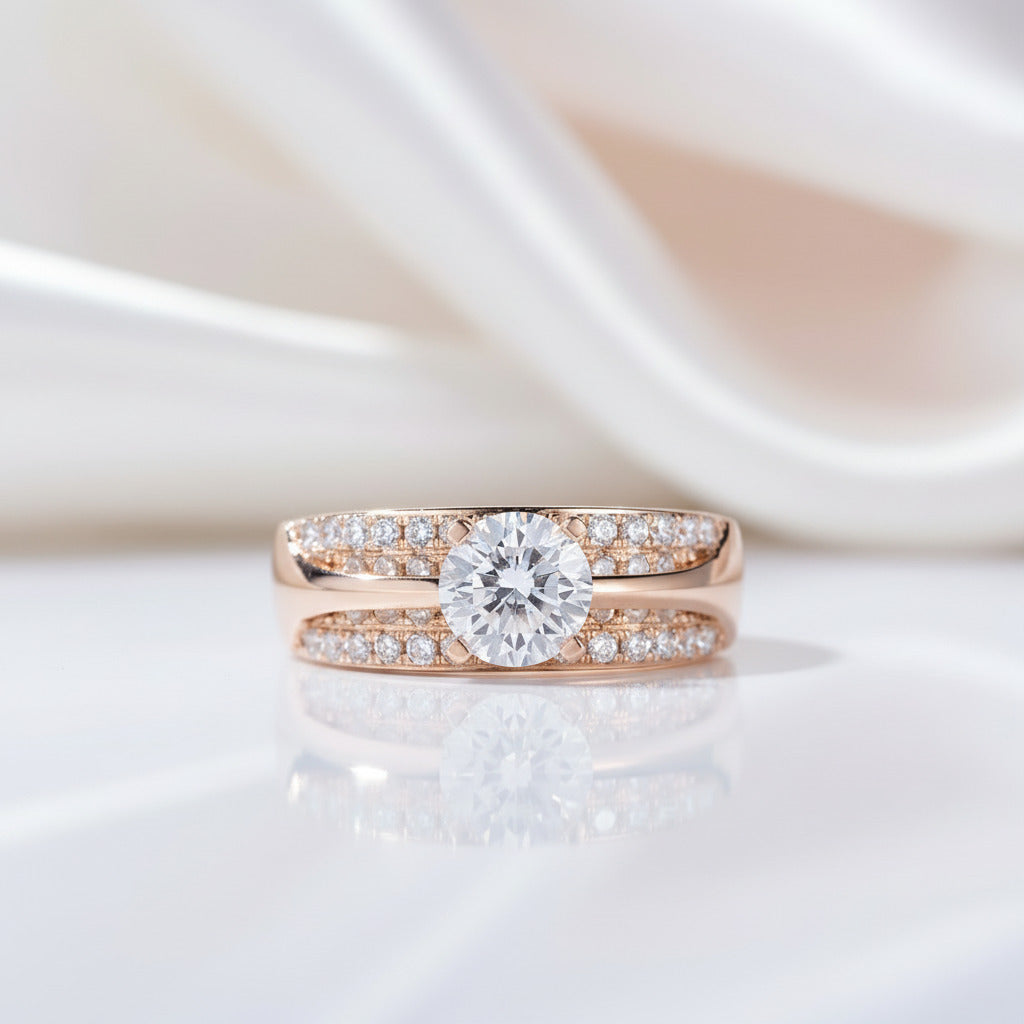 14k Yellow Gold Diamond Option Engagement Ring-Black Diamonds New York