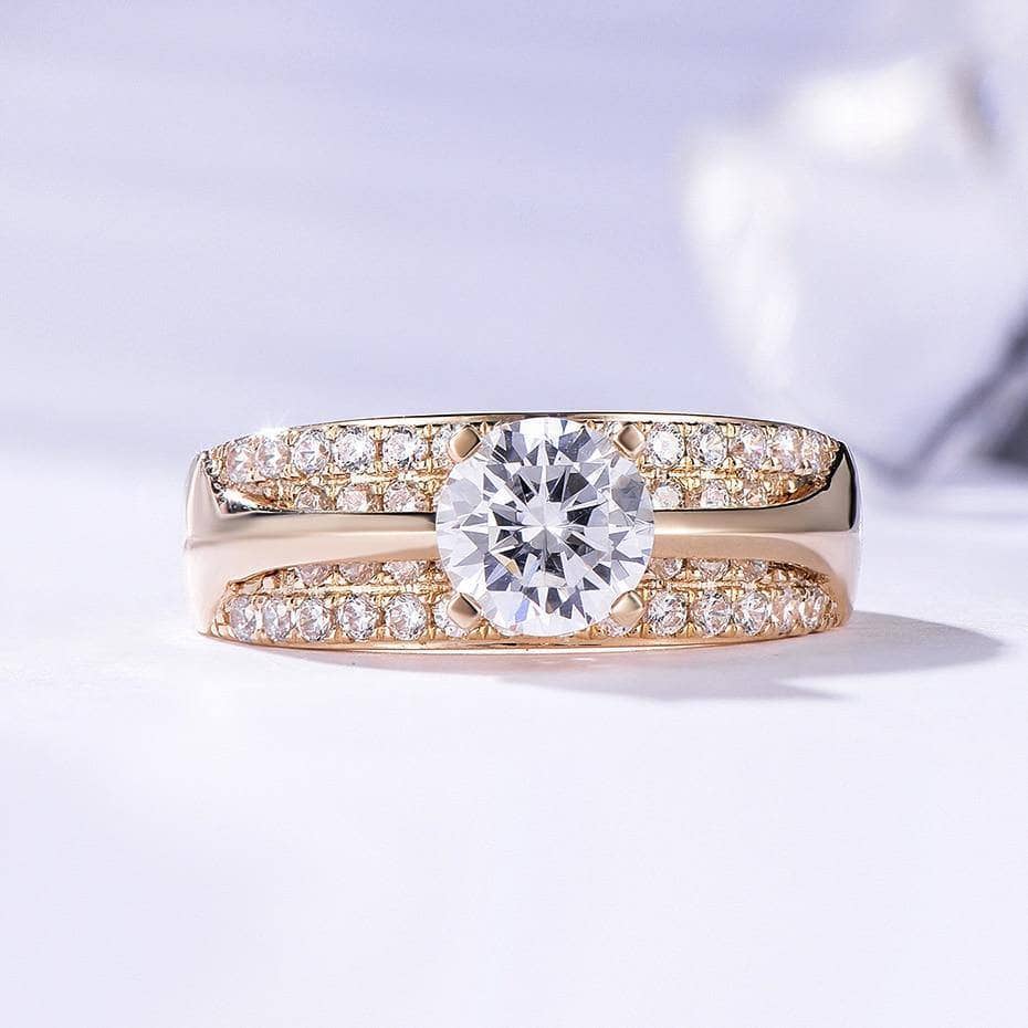 14K Yellow Gold Moissanite Engagement Ring-Black Diamonds New York