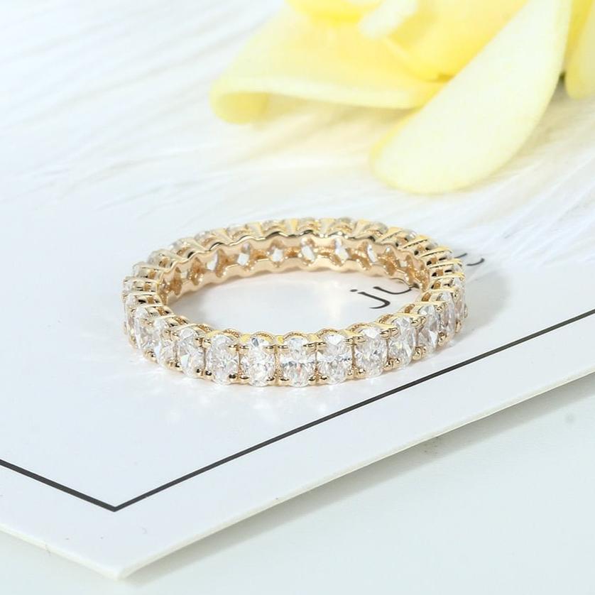 14K Yellow Gold Oval Cut Diamond Eternity Stackable Ring Band from ...
