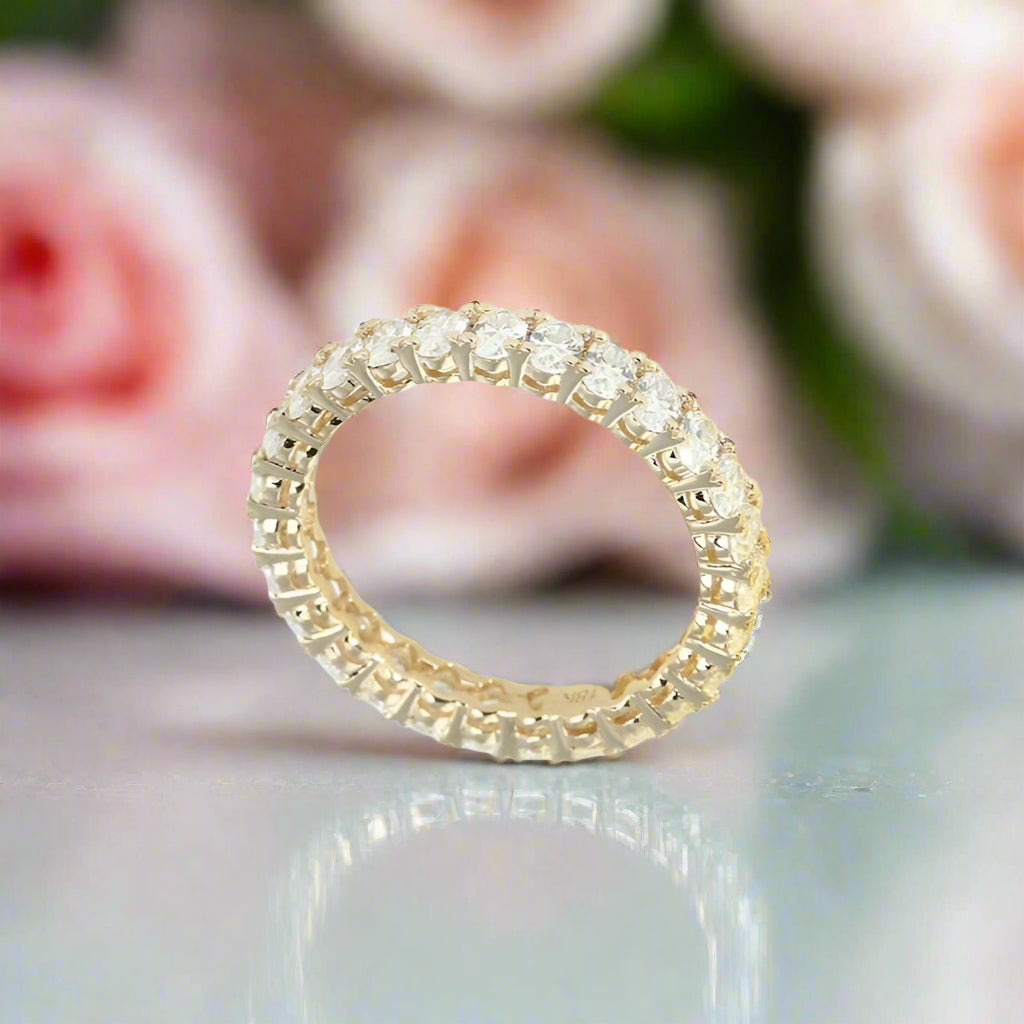14k Yellow Gold Oval Cut Diamond Eternity Stackable Ring Band-Black Diamonds New York