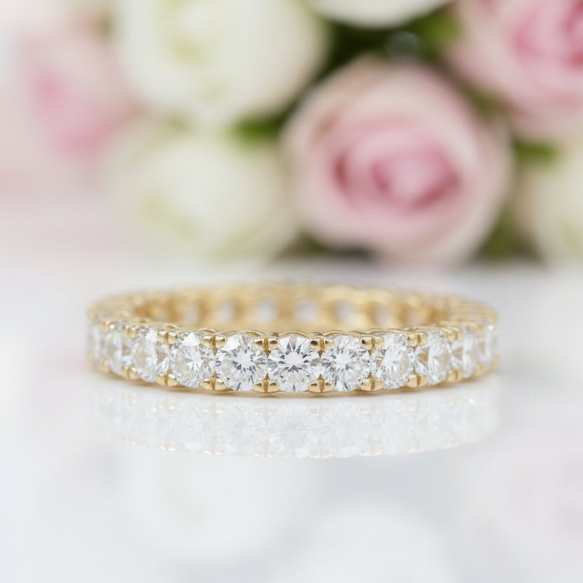 14k Yellow Gold Oval Cut Diamond Option Eternity Stackable Ring Band-Black Diamonds New York