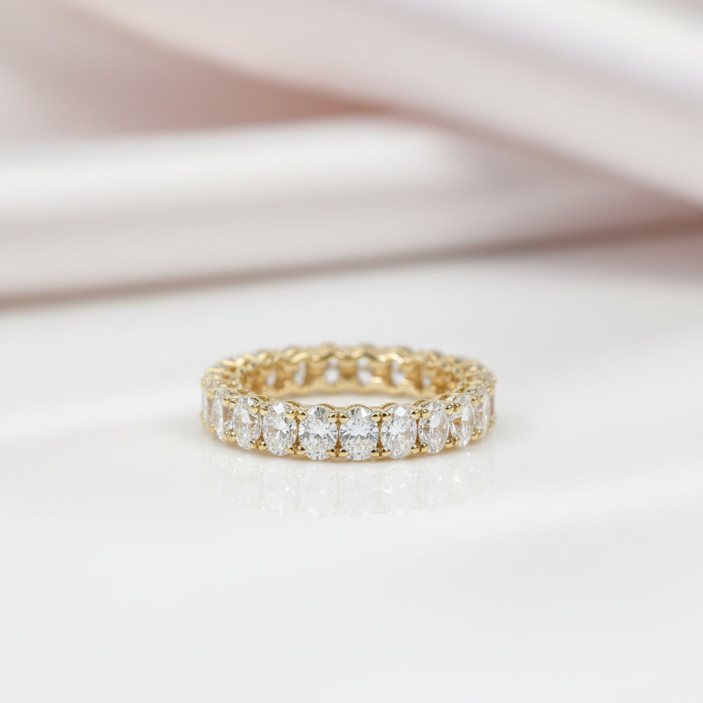 14k Yellow Gold Oval Cut Diamond Option Eternity Stackable Ring Band-Black Diamonds New York