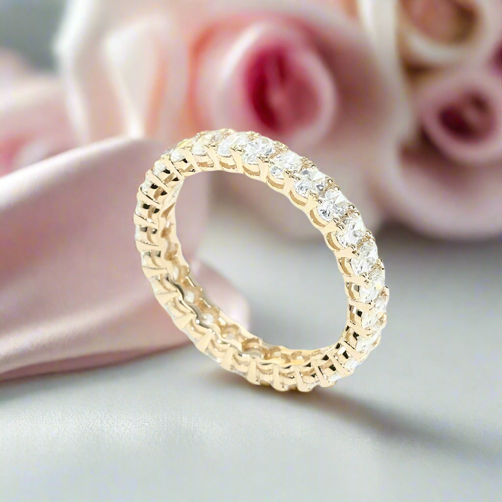 14k Yellow Gold Oval Cut Diamond Eternity Stackable Ring Band-Black Diamonds New York