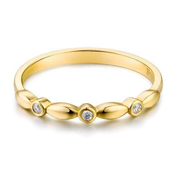 14K Yellow Gold Stackable Ring 0.03ct Natural Diamond