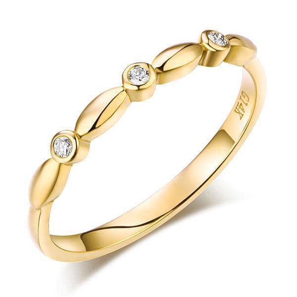 14K Yellow Gold Stackable Ring 0.03ct Natural Diamond-Black Diamonds New York