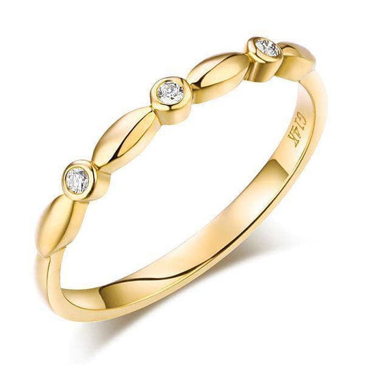 14K Yellow Gold Stackable Ring 0.03ct Natural Diamond-Black Diamonds New York