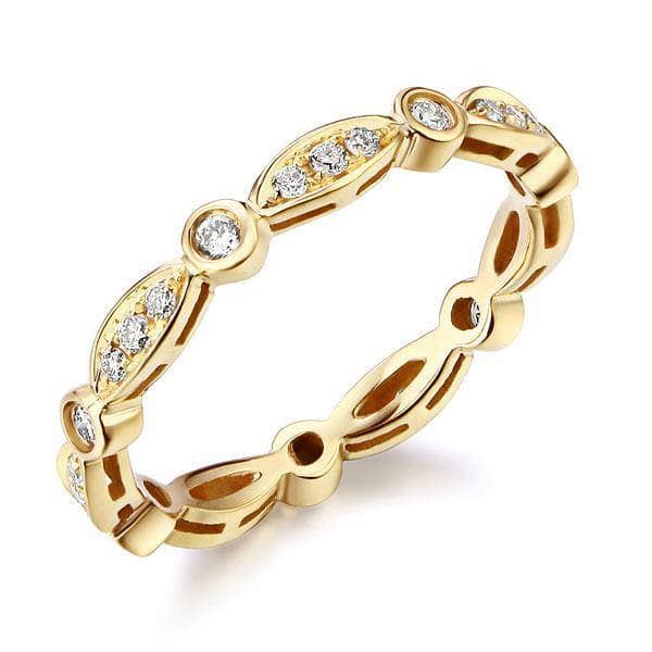 14K Yellow Gold Vintage Ring Band 0.3ct Natural Diamonds
