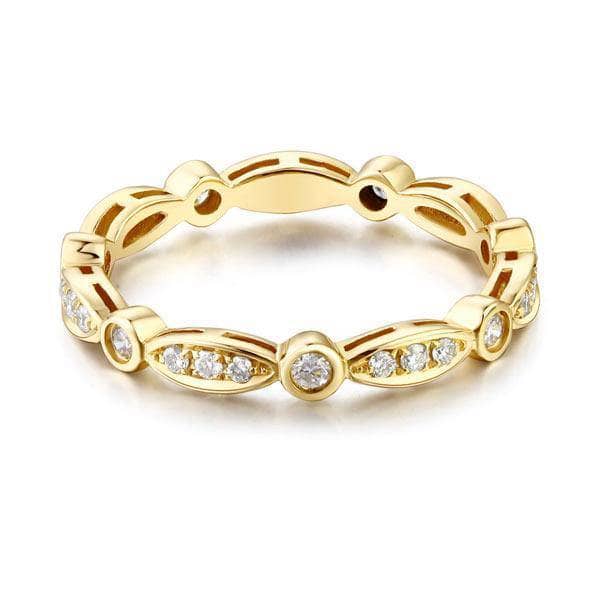 14K Yellow Gold Vintage Ring Band 0.3ct Natural Diamonds-Black Diamonds New York