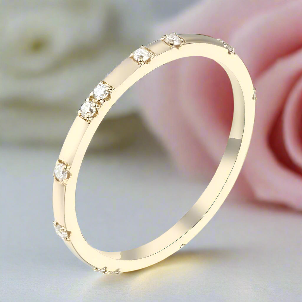 14k Yellow Diamond Stackable Wedding Band-Black Diamonds New York