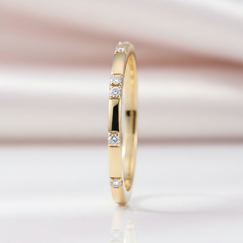 14k Yellow Diamond Option Stackable Wedding Band-Black Diamonds New York