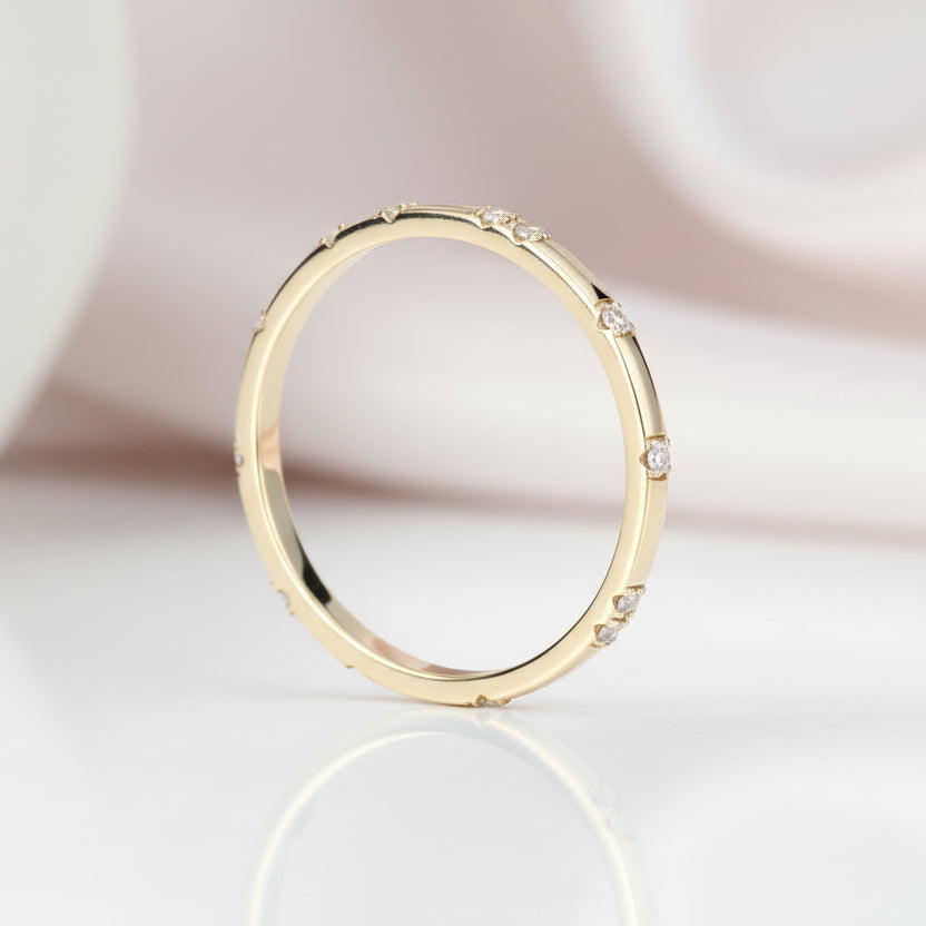 14k Yellow Diamond Option Stackable Wedding Band-Black Diamonds New York