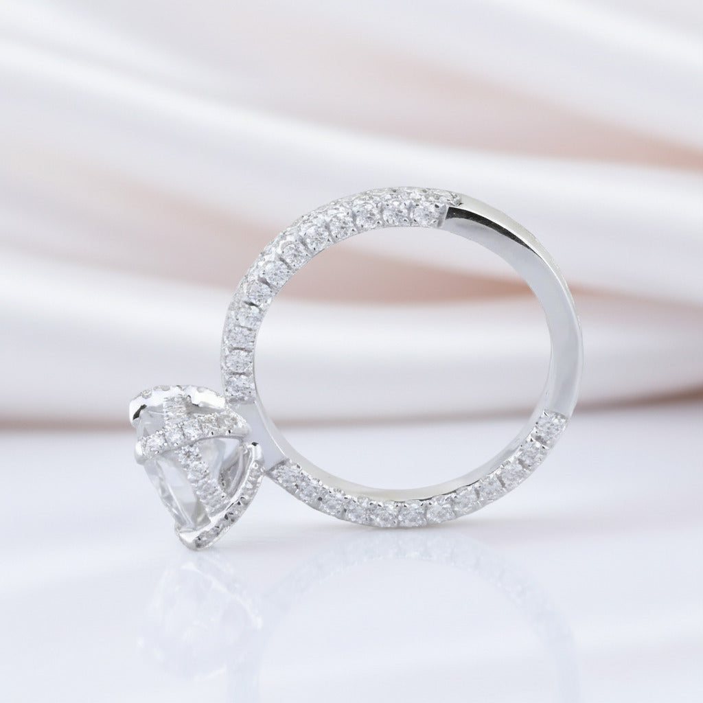 14k White Gold 1.5 Ct Cushion Cut Diamond Option Engagement Ring-Black Diamonds New York